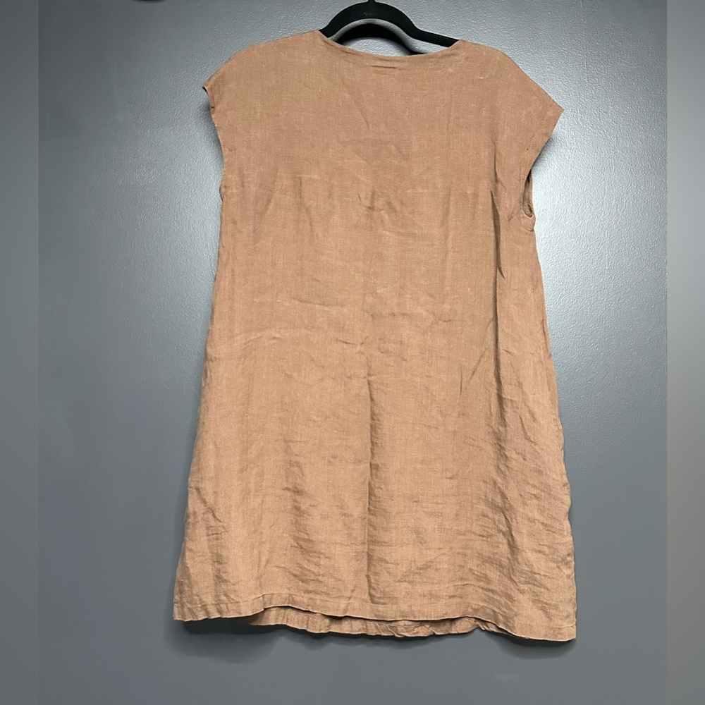 Sister Mary Barbara Embroidered Linen Dress Brown XS - Picture 4 of 4